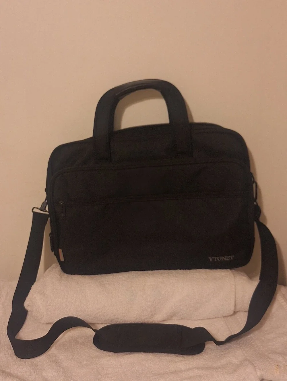 YTONET Black Men's Laptop Briefcase with Shoulder Strap